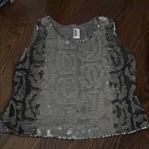 Bill Blass Gray Sequin Sleeveless Tank Top